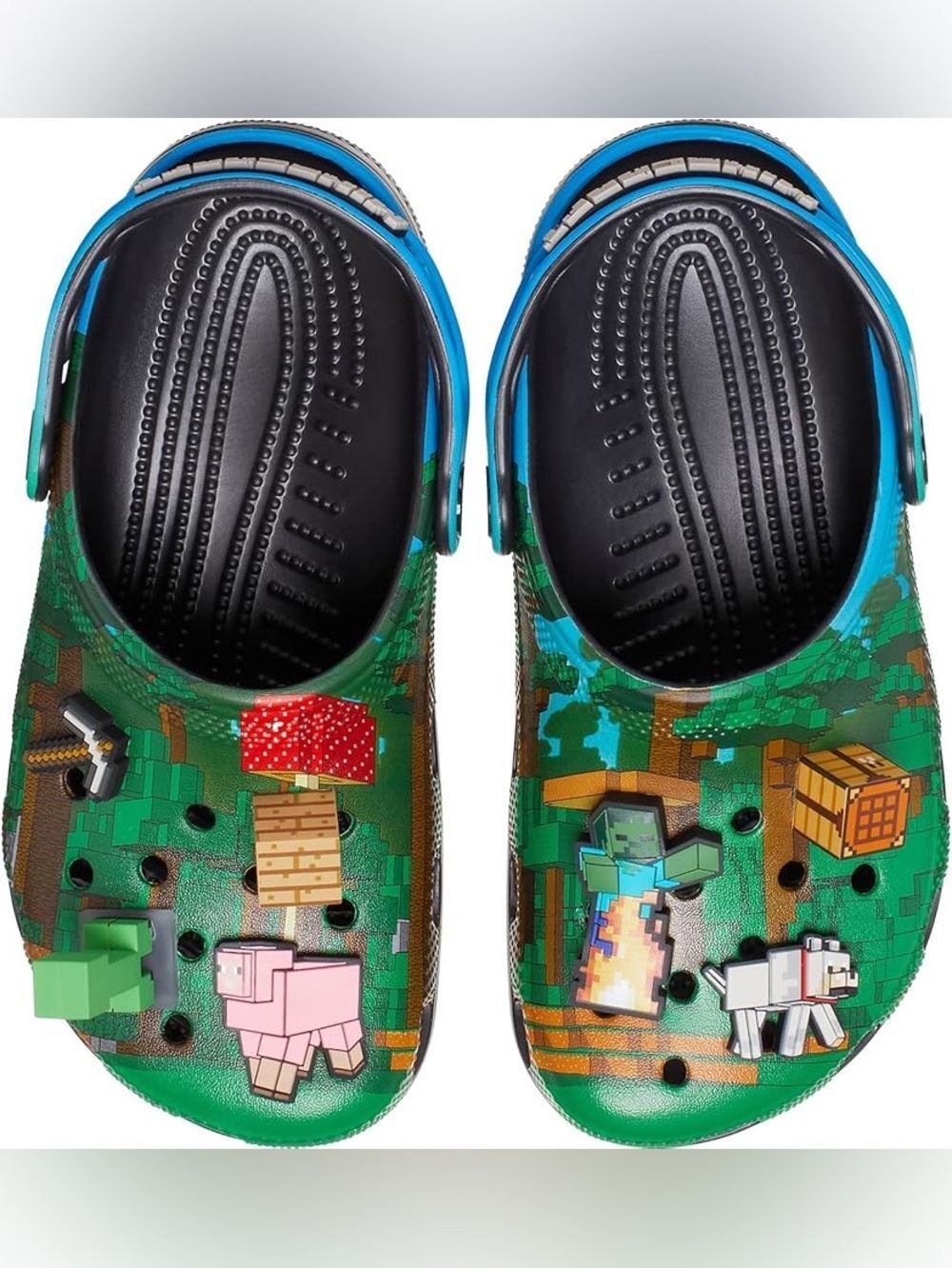 CROCS Kids Green Blue Minecraft Graphic Clogs Size J 3